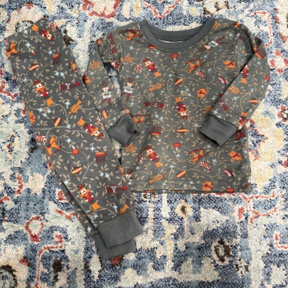 Modern Moments Pajama Set Kids 18M Gray Nutcracker Holiday Festive EUC